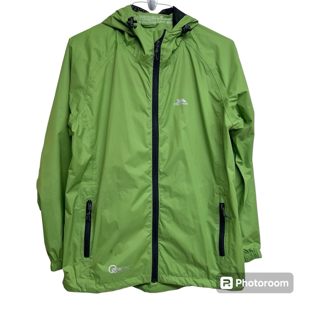 Trespass Qikpac TP-75 Waterproof Packaway Hooded Rain Jacket Men's S Green